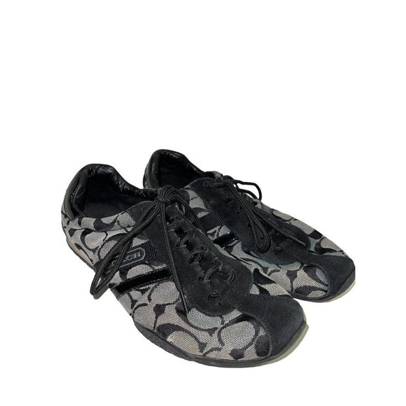 Coach Signature Katelyn Jacquard Logo Lace Up Sneakers black Women's Size 7 - Picture 1 of 9